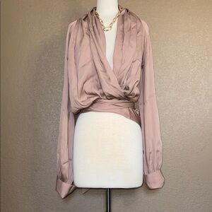 Elegant Rachel Zoe Wrap Blouse in Dusty Pink